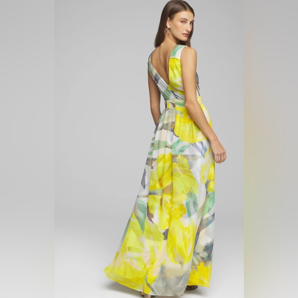 White House black market  V-Neck Braided Waist Maxi Dress - Picture 2 of 9